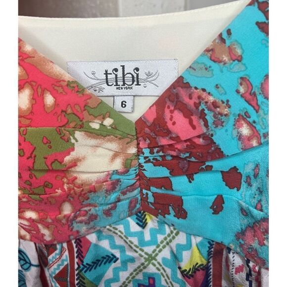 TIBI 100% Silk Multicolored Printed Camisole Tank Size 6 - Picture 5 of 12